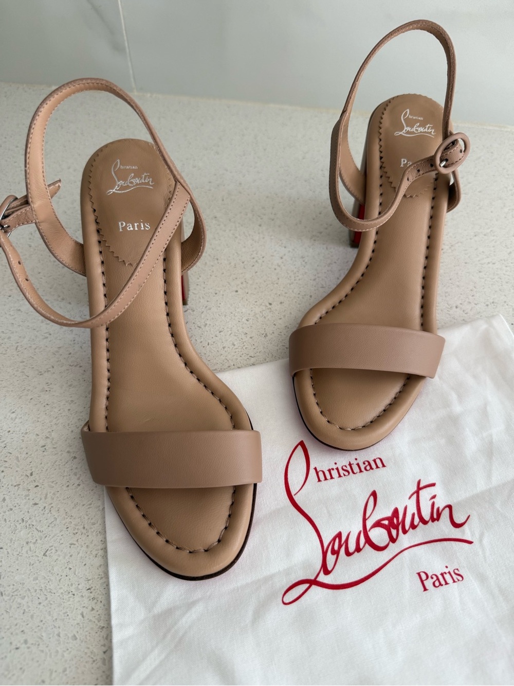 Christian Louboutin 85mm Miss Jane Ankle-Strap Sandals EU 36 US 6 Nude - Picture 2 of 10